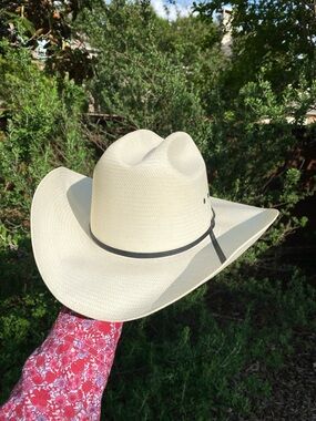 Stetson Shantung  Rancher Classic Cream Straw Cowboy Hat with Black Ribbon Band